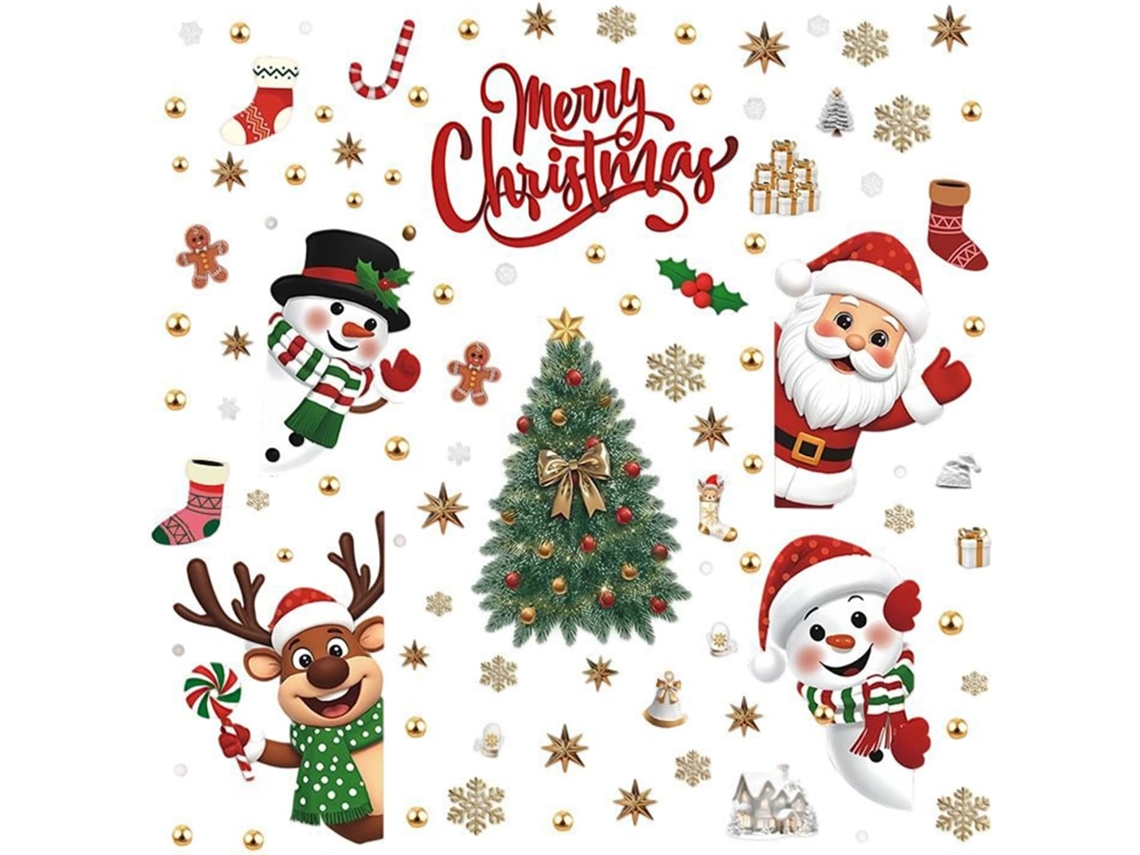 Adesivos De Natal Para Janela Com Rena E Boneco De Neve |