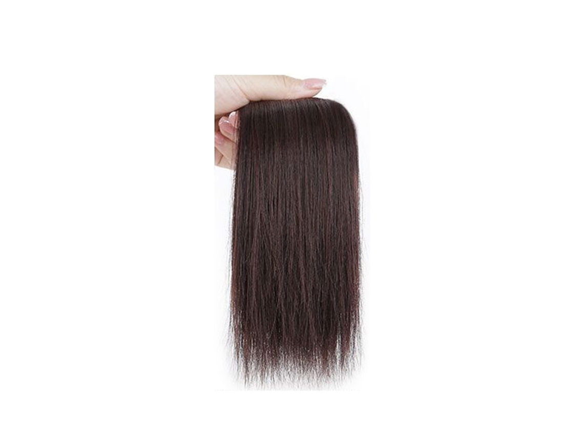 Peruca sintética feminina 2026, espessa e volumosa, com presilha, 20 cm, preta natural, ideal para encontros e festas de aniversário.
