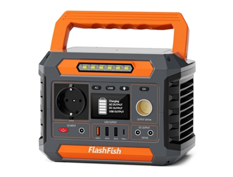 Power Station Flashfish P66 Gerador Externo Portátil De 300w 230.88wh 8 Saídas Usb C Qc3.0 Pure Sine Wave Carregamento Solar Lanterna De Emergência