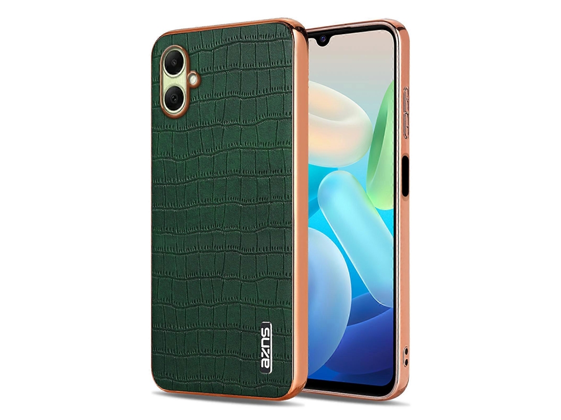 Capa Tkdaddy Azns Para Samsung Galaxy A07 4g Com Textura De Crocodilo Galvanizada Em Pu Tpu, Verde