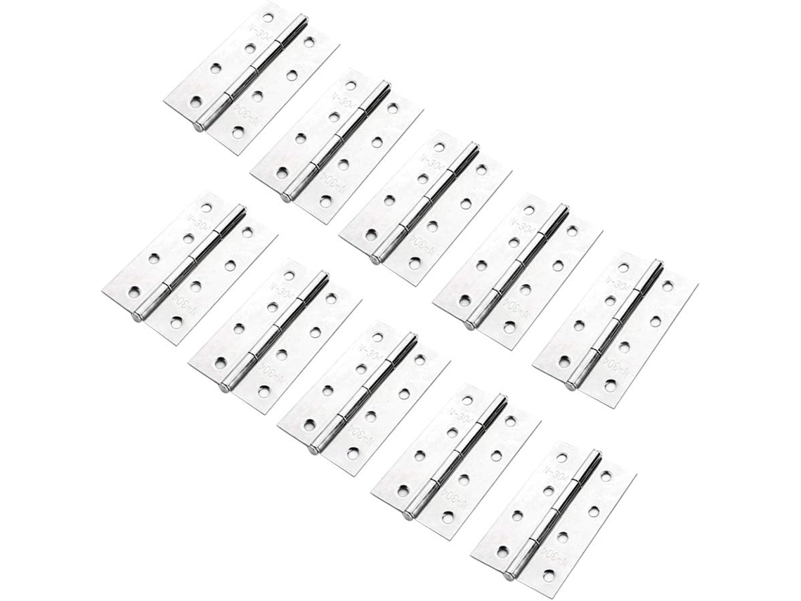 Conjunto De 10 Dobradiças De Aço Inoxidável Para Portas De Móveis, Com 88 Mm De Comprimento
