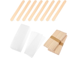 Kit de depilação feminina com 200 tiras de cera não tratada e 100 espátulas para cera.