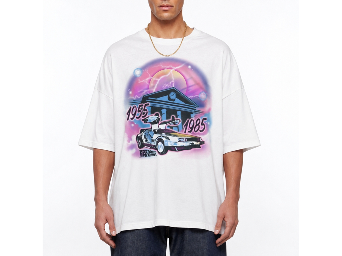 Rockinstone Back To The Future Movie Airbrush White Adult T-shirt Size:m