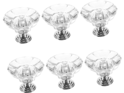 Conjunto De 6 Puxadores Cristal Para Gavetas, Em Liga De Zinco, Para Armários E Sapateiras Uso Doméstico