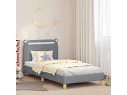Vidaxl Estrutura De Cama Infantil Com Cabeceira Cinzento-claro Tecido