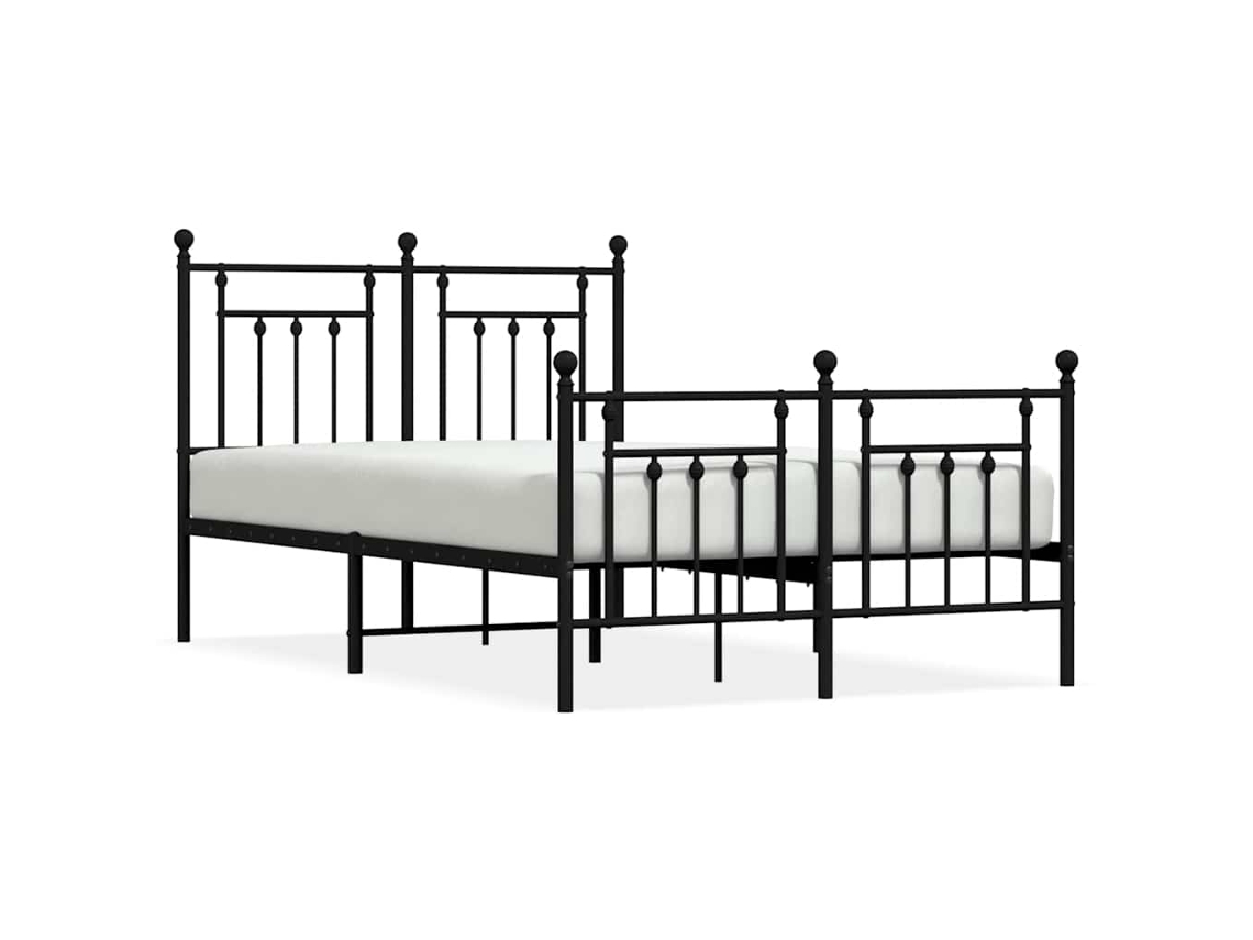 Estrutura de Cama com Cabeceira e Pés Metal Preto MAISON EXCLUSIVE 135x190 cm