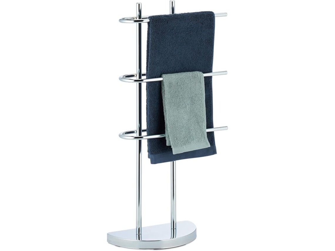 Toalheiro Cromado Prateado com 3 Braços, Banheiro, Porta toalhas, Base Semicircular, 83x40x18 Cm, Ferro, 83 X 40 X 18 Cm BRILVIBERA