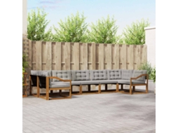 Vidaxl Conjunto De Sofás Para Exterior 7 Unid. Cinza Natural E Claro