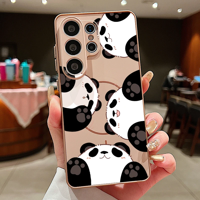 (kinja) Capa Magnética Para Celular Galaxy S23 Com Estampa De Panda Super Fofa
