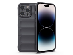 Capa Halinuia Para Iphone 14 Pro Max Magic Shield Tpu Cinzento Escuro (proteção Integral, Interior Em Flanela)