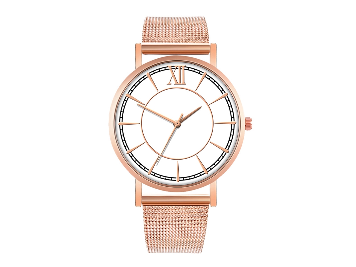 Reloj De Moda Para Parejas Con Correa De Malla Dial Redondo Cuarzo Unisex