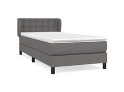 Cama com Molas Couro Artificial Cinza MAISON EXCLUSIVE 80x200 cm