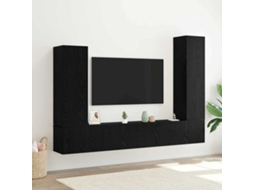 Vidaxl Conjunto De Móvel De Tv 4 Pcs Carvalho Preto Madeira Processada