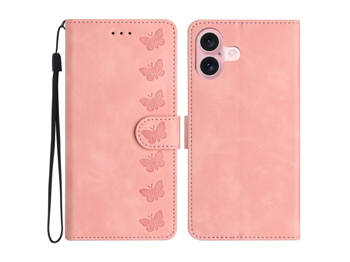 Capa Para Iphone 17 Em Couro Com Sete Borboletas Em Relevo.