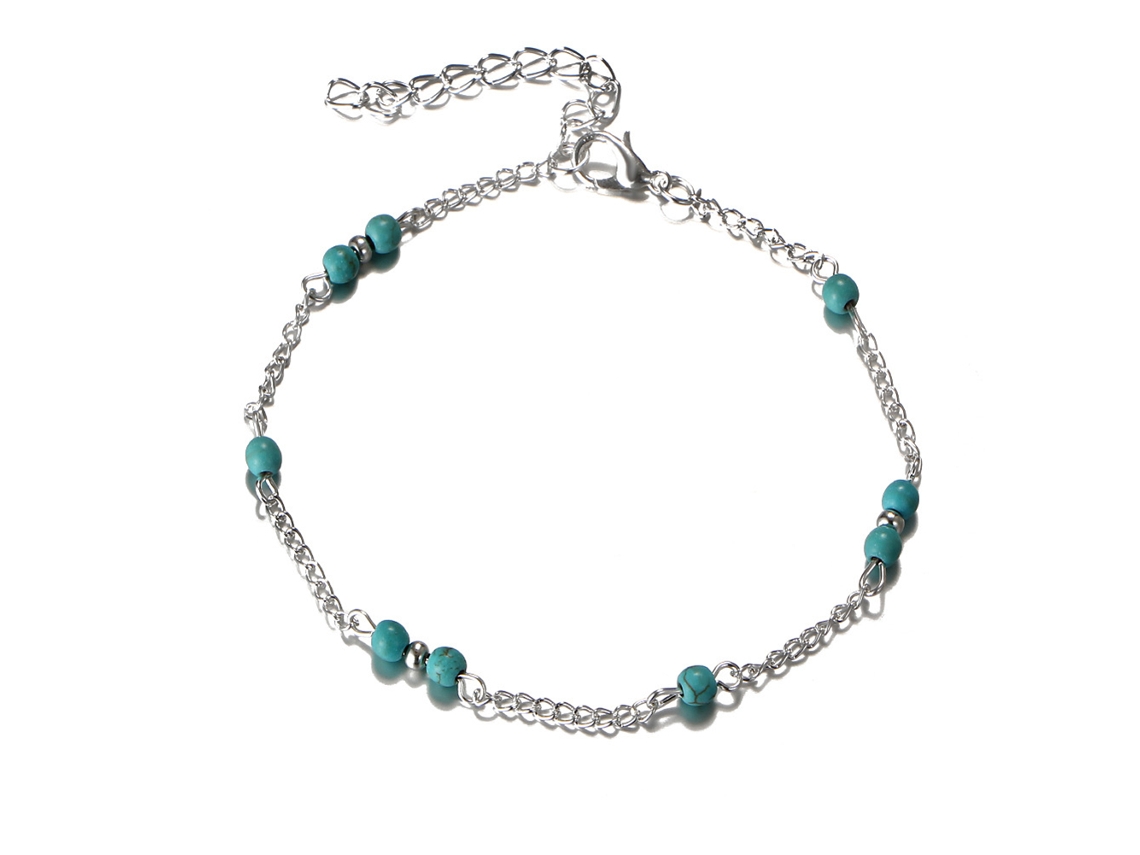 Pulseira De Tornozelo Feminina Turquesa Moda Acessório