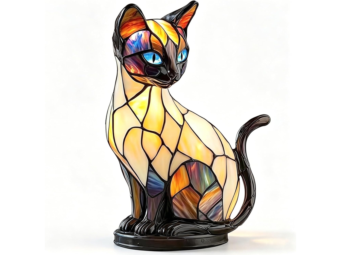 Luminária Noturna 3d Drawelry Em Resina Com Tema De Gato E Cachorro Siamês A