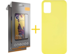 Kit Capa e 2 Películas Samsung Galaxy A51 SKYHE Full Silicone Líquido (Amarelo)