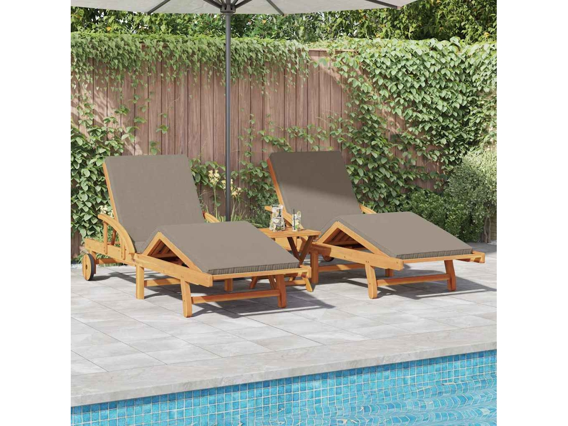 Vidaxl Espreguiçadeira 2 Pcs Cinzento-acastanhado 200 X 67 X 84 Cm