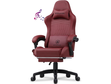 Cadeira Gamer GTPLAYER, Cadeira de Mesa, com Apoio para os Pés, Altifalante, Cadeira de Escritório Musical, Carga Máxima 150 kg, Vermelha