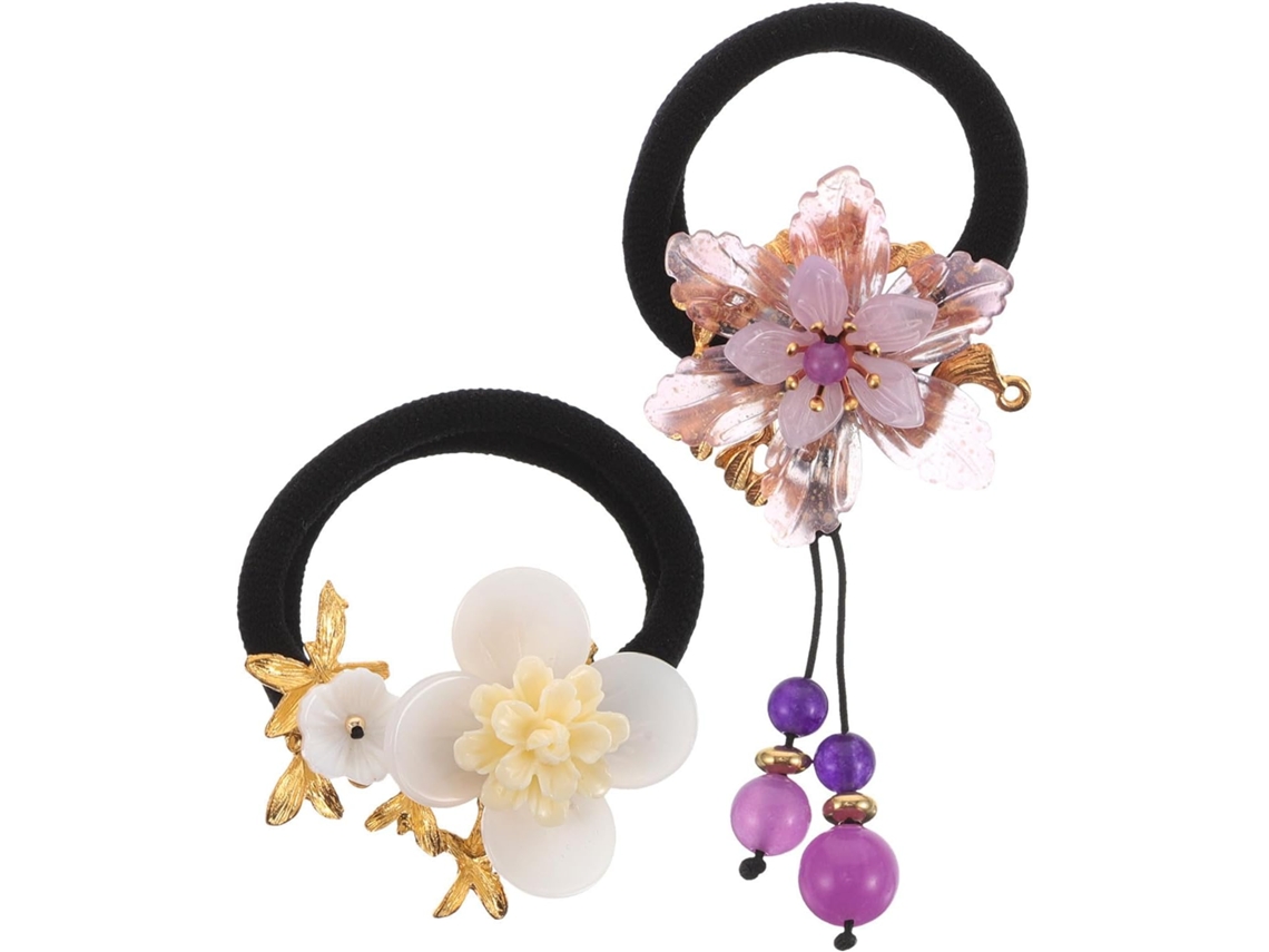 Elásticos de cabelo vintage para meninas, conjunto com 2 unidades, acessórios para cabelo