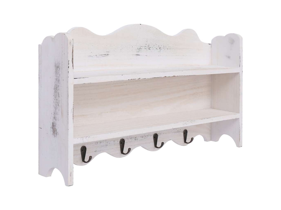 Vidaxl Cabide De Parede 50x10x30 Cm Madeira Branco