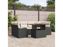 Vidaxl Conjunto De Sofá De Jardim 7 Pcs Preto Rattan Sintético
