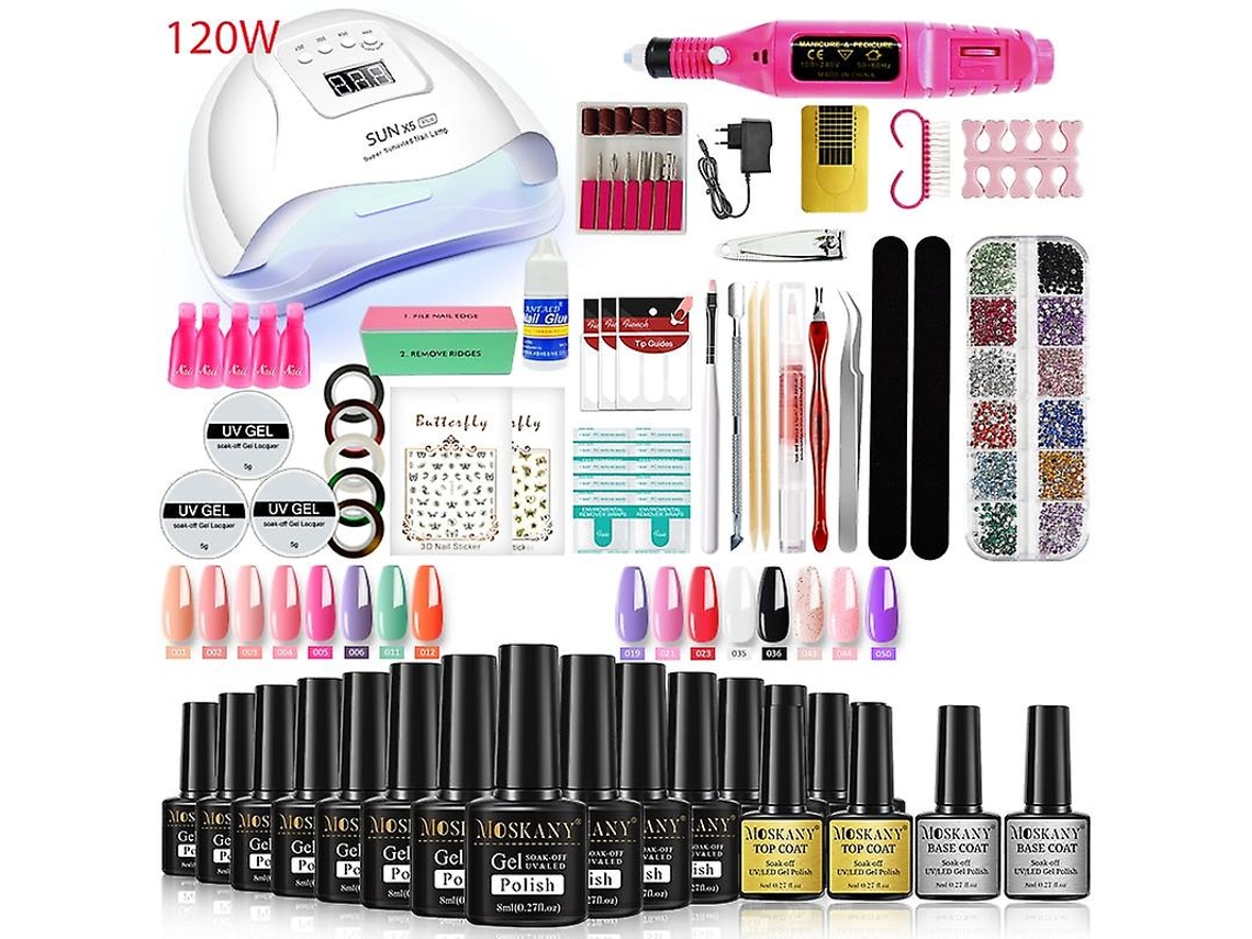 Kit De Unhas De Gel Profissional Com Lâmpada Uv E Broca Para Todos Os Tipos De Esmaltes Em Gel Secadores E Manicure Ly Ebike
