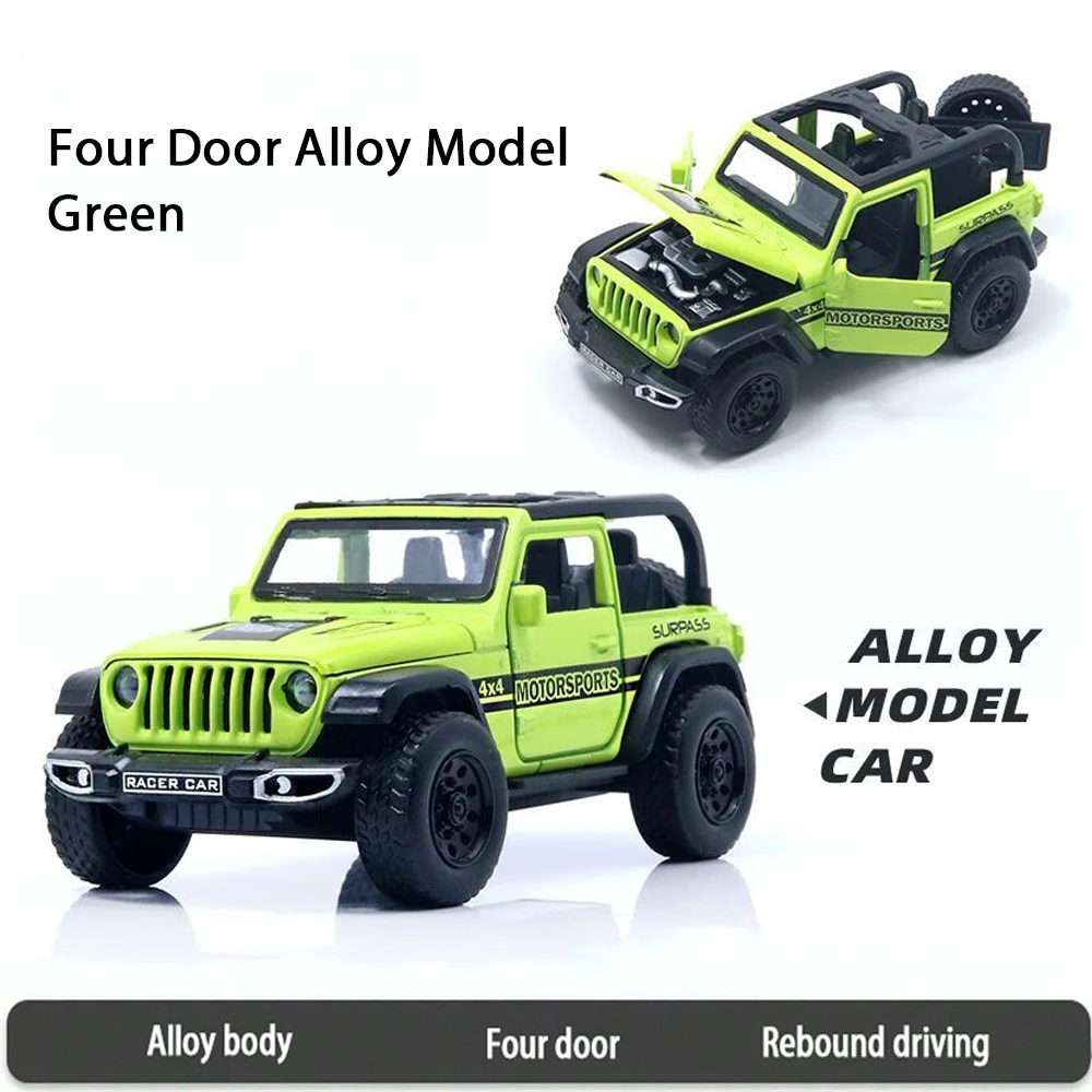 (verde) Miniatura De Veículo Off-road Em Liga Metálica Na Escala 1:36, Com Quatro Portas Que Abrem.