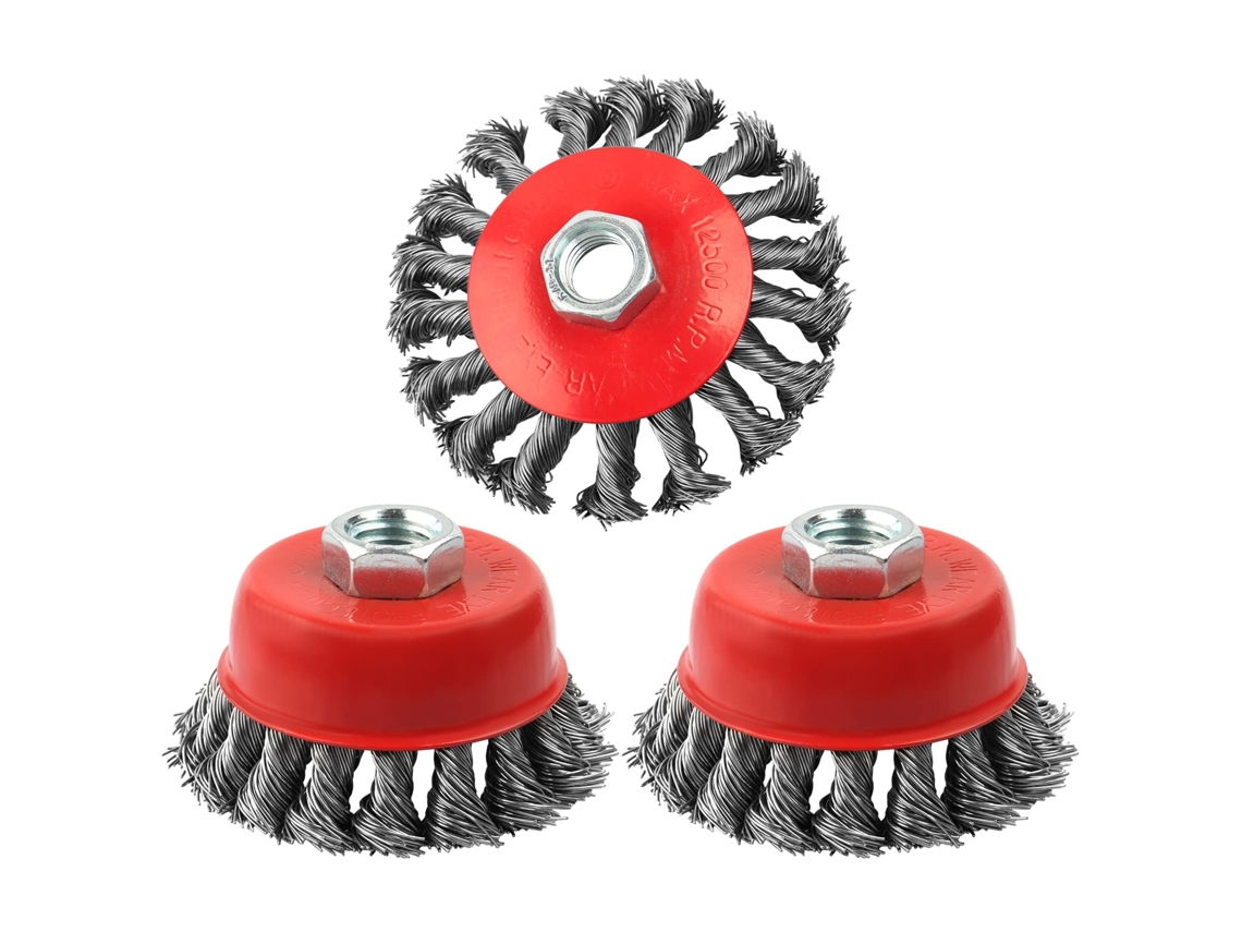 Conjunto De 3 Escovas De Aço De 4 Para Esmerilhadeiras Angulares, 3 Peças, 5/8, 1/2