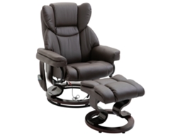 Poltrona De Massagem Relaxante Com Apoio Para Os Pés E Função Reclinável, Couro Sintético Marrom, 79 X 82 X 101cm, Confortável Para Relaxamento E