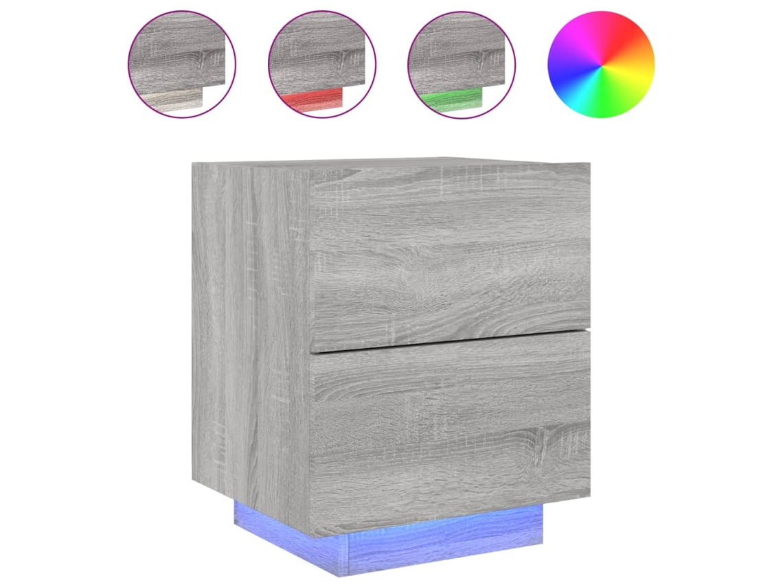 Bedside Cabinet, Bedside Cabinets Vidaxl Cinzeto Madeira Processada (n/a)