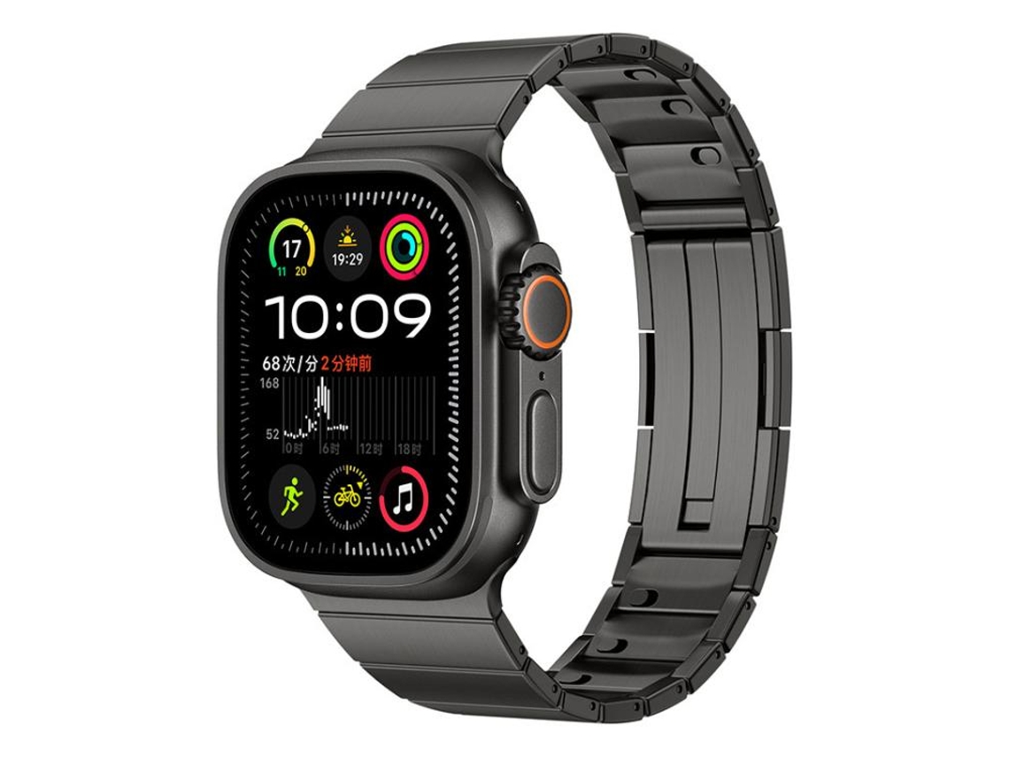 Bracelete para Apple Watch 46/49/45/44mm Aço Inoxidável com Liberação Rápida e Conta Única Cinza Titânio XIAOMOYU