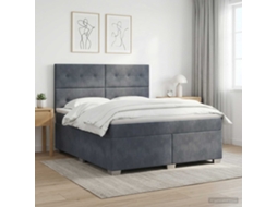 Vidaxl Cama Box Spring Com Colchão Cinzento-escuro 140 X 190 Cm Veludo