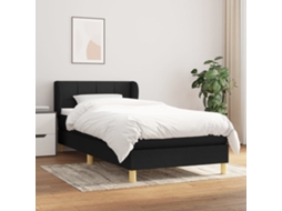 Cama Com Molas/colchão 80x200 Cm Tecido Preto