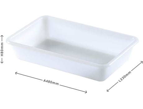 Bandeja de Plástico Bacia de Plástico Retangular Bandeja de Armazenamento Cor Branca Tamanho 4: 480X330X80 COMFORT HOUSE