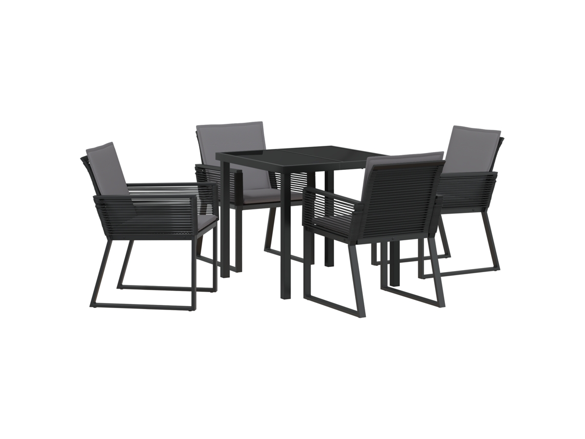 Conjunto 5 De Jantar De Jardim Vidaxl Com Almofadas Preto Vime Pe