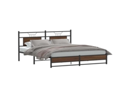 Vidaxl Estrutura De Cama S/ Colchão Deriv. Madeira Carvalho Castanho