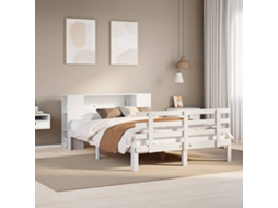 Cama Com Estante Sem Colchão 135x190 Cm Pinho Maciço Branco