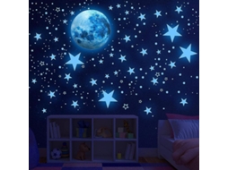 Estrelas Que Brilham no Escuro Nova Line Decalques de Lua e Estrelas 1088 Peças para Quarto Infantil Ywh Azul Céu S/MARCA