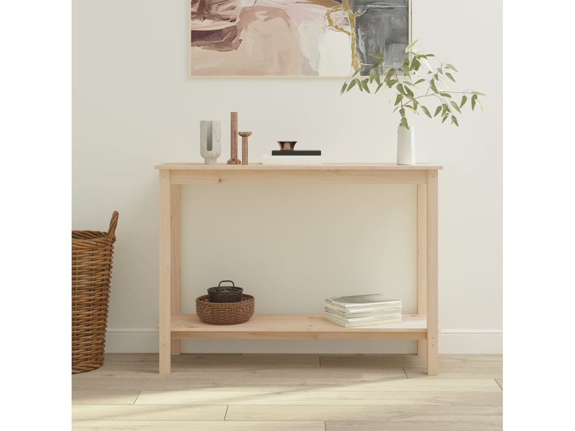 Vidaxl Mesa Consola 110x40x80 Cm Madeira De Pinho Maciço