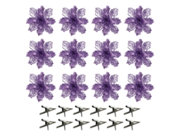 Clips para Presilhas Pequenas, 1 Piece, Roxo, com Pó Dourado e Design Floral de Natal LAXISCREED