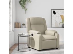Poltrona de Sala - Cadeira de Descanso - Poltrona Reclinável Couro Artificial Cor Creme HARLANV1
