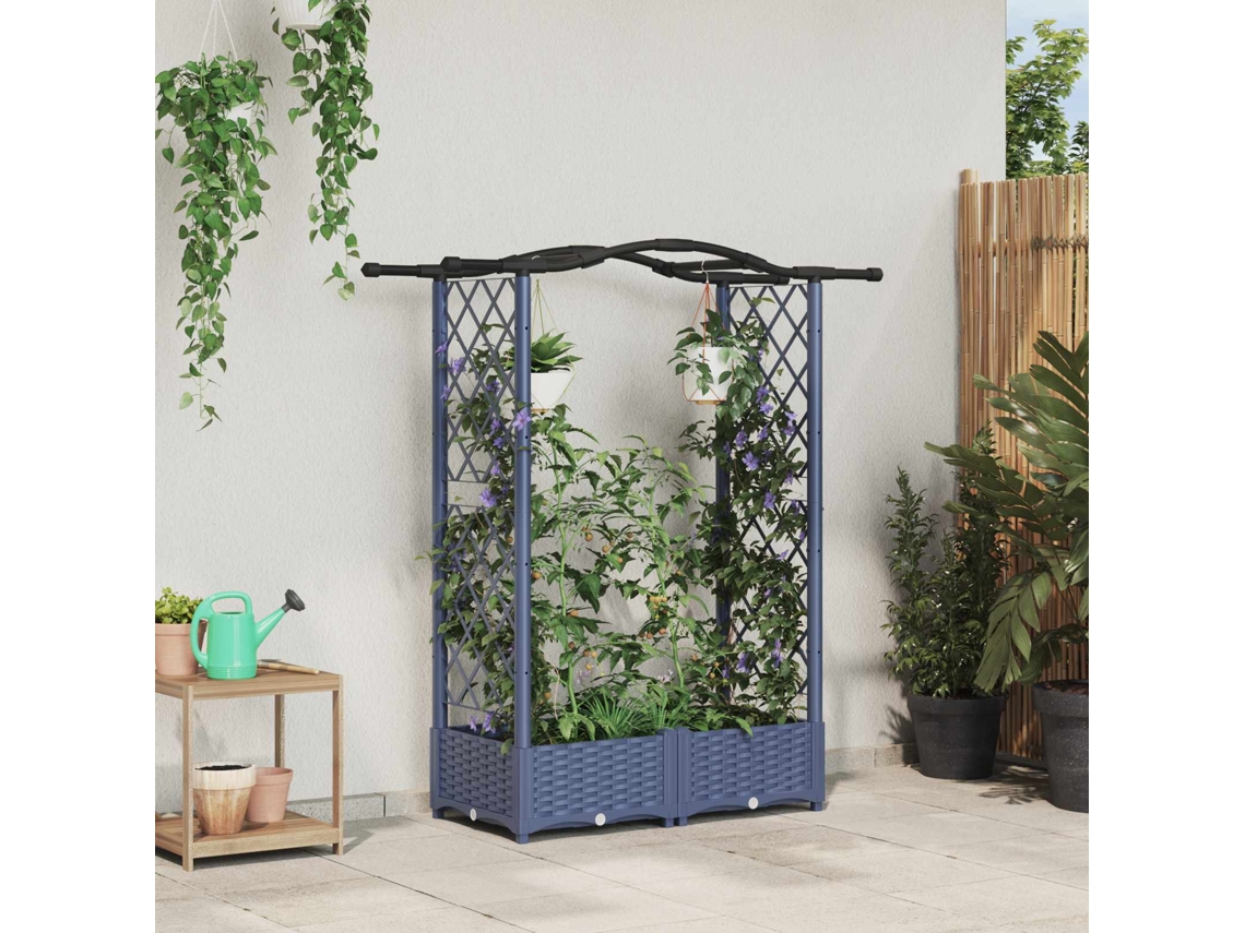 Vidaxl Cama Elevada Com Treliça E Telhado Cinzento 124 X 40 X 123 Cm