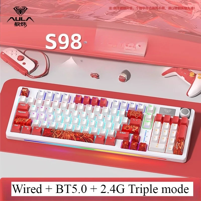 Teclado Mecânico Sem Fio (vermelho/azul) Com Bluetooth + 2.4g E Design Compacto.