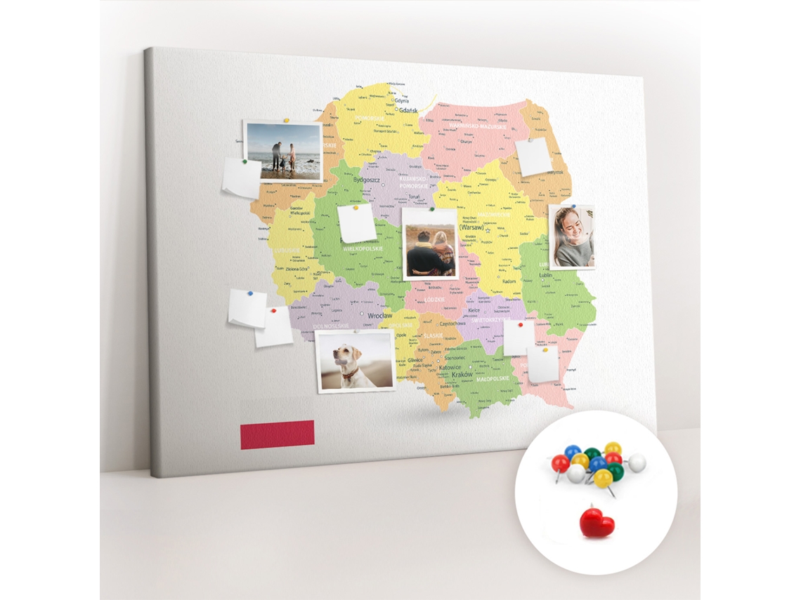 Lousa De Cortiça Mapa Da Polónia Para O Corredor Espelharte (140x100 Cm)