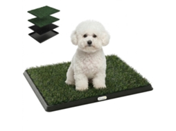Banheiro para Cães com Tapetes e Grade, Preto | S/MARCA