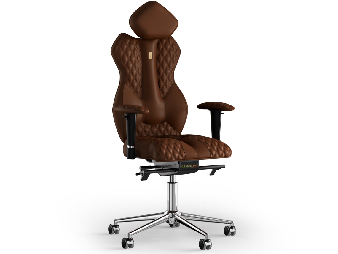 Cadeira de Escritório Ergonómica KULIK Royal Stitching PU Couro (Castanho -130x50x50cm)