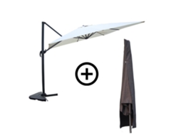 Cesare Guarda-sol  Retangular 3x4 M Com Braço Lateral Rotativo Bege Com Capa
