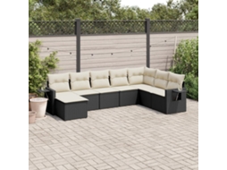 8 Pcs Conjunto Sofás De Jardim Com Almofadões Vime Pe Preto Dkd Home Decor