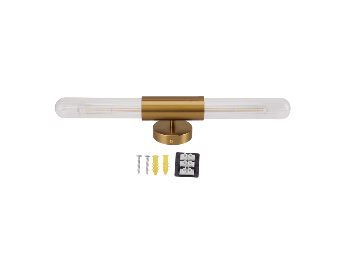 Luminária de parede dourada Led com 2 abajures de vidro para banheiro quarto vanity 85 265v S/MARCA